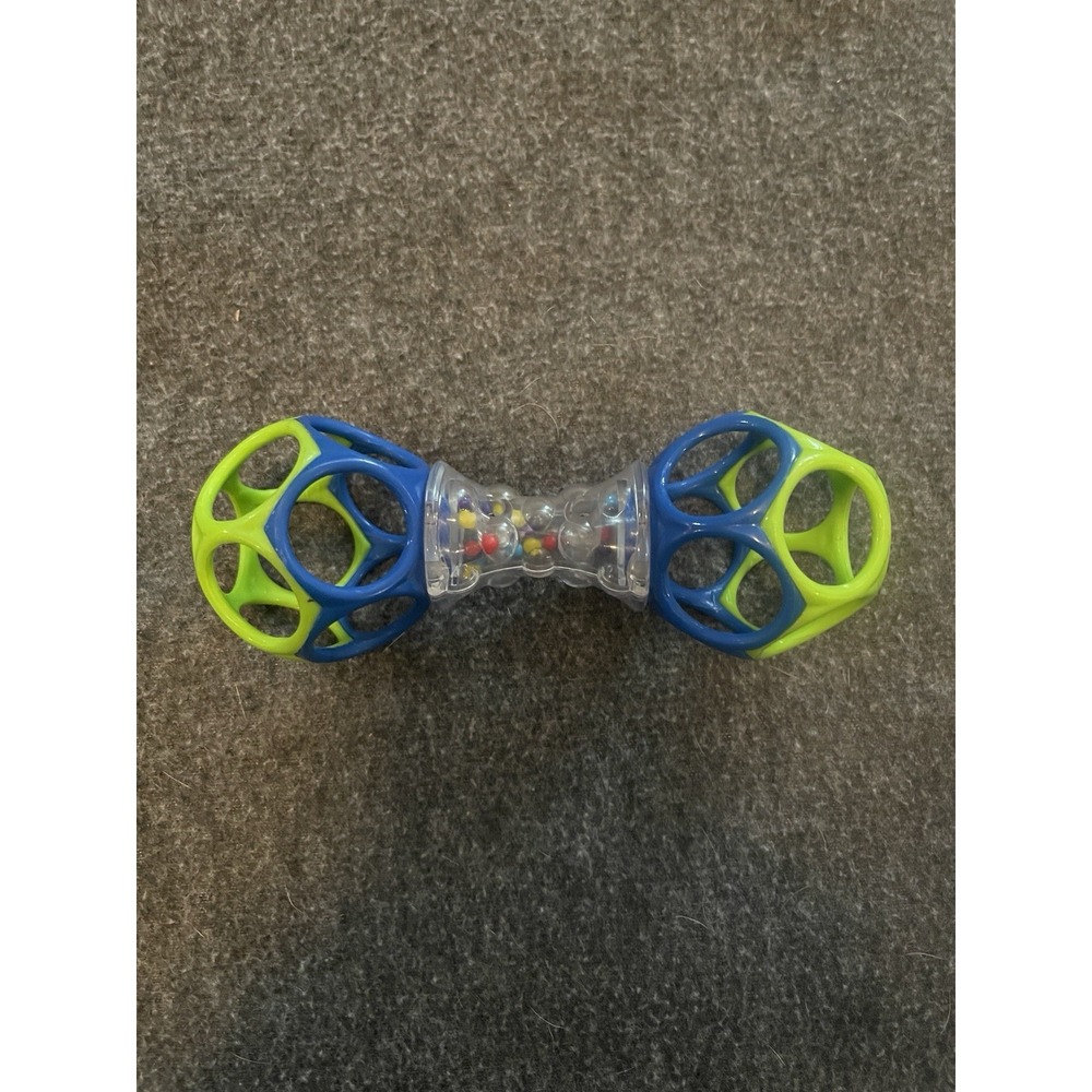 Oball Easy Grasp Blue And Green Baby Rattle Toy   5.75"